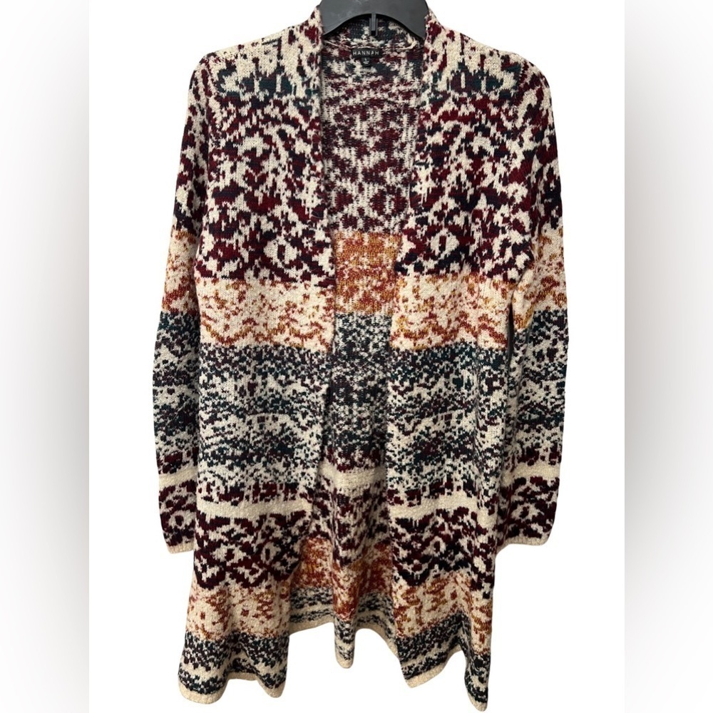 Multicolored mid length Longsleeve Cardigan Sweater